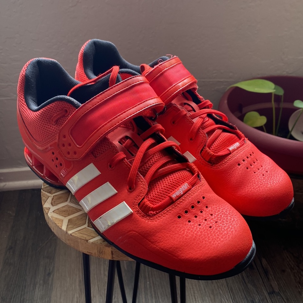 Used Adidas AdiPower Weightlifting Shoes, Red, US size 11.5